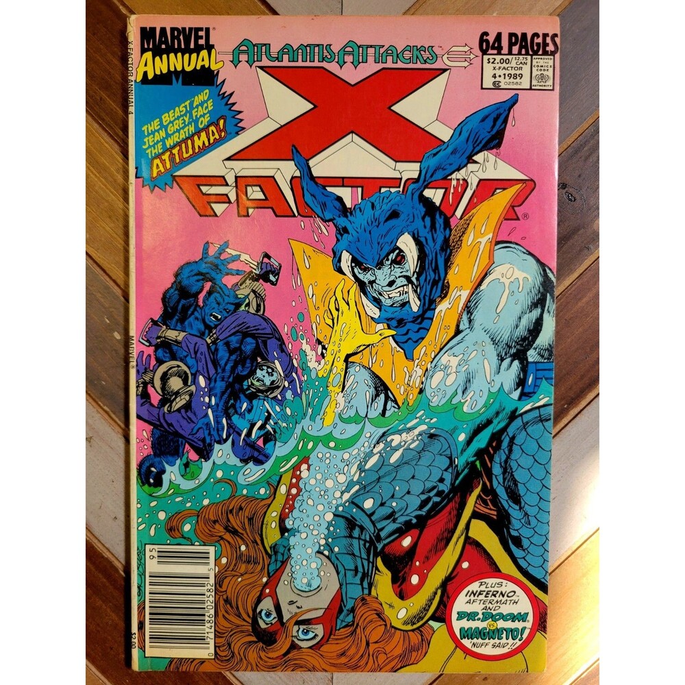 X-Factor Annual #4 (1989) John Byrne Cover & Art "Atlantis Attacks" + Pin-up